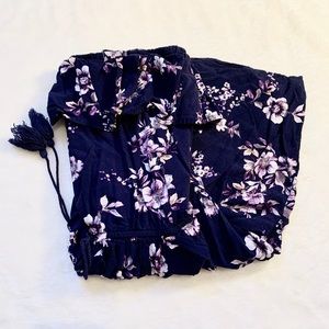 Strapless Blue Floral Dress